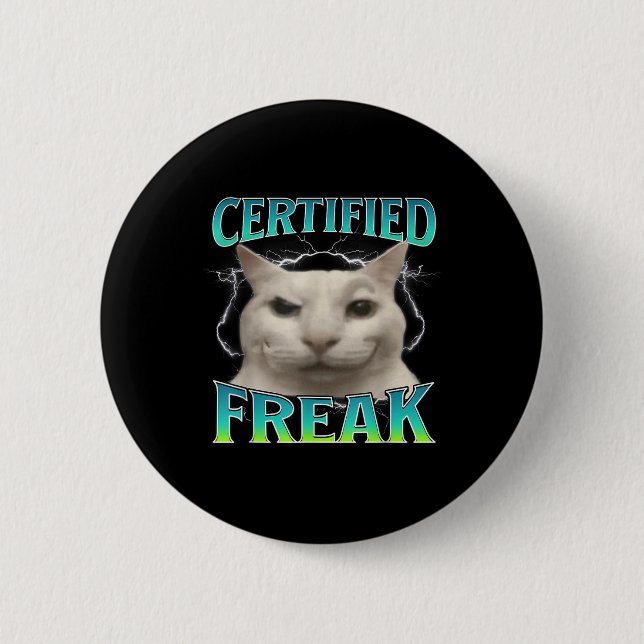 Zertifizierter Freak Funny Cat Meme Alberner Stari Button (Vorderseite)