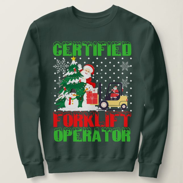 Zertifizierter Gabelstapler Weihnachts Pajamas Dri Sweatshirt (Design vorne)