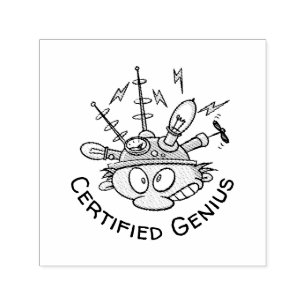 zertifizierter Genius Thinking Cap Funny Cartoon Permastempel