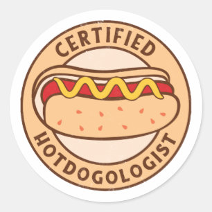 Zertifizierter Hotdogologe Funny Hot Dog Lover Runder Aufkleber