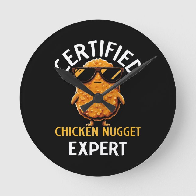 Zertifizierter Hühnernugget-Experte Runde Wanduhr (Vorderseite)