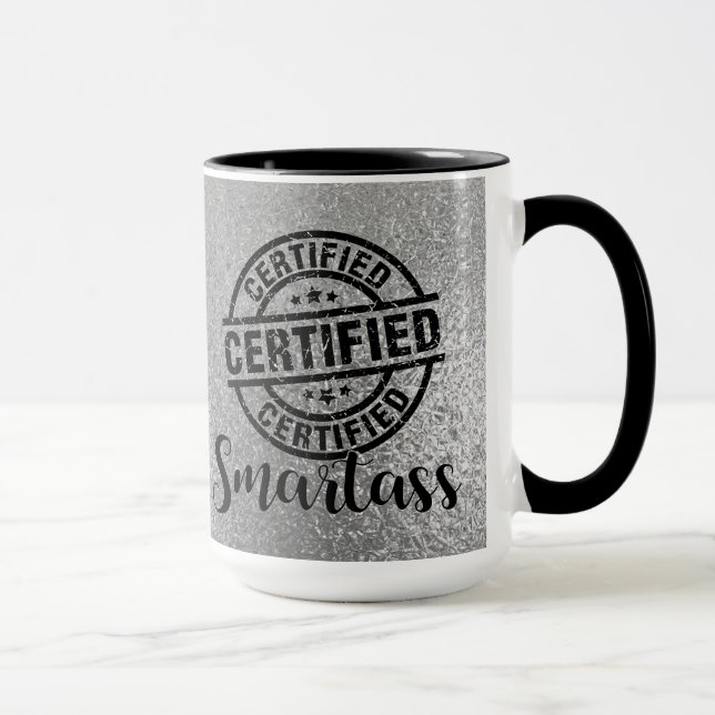 Zertifizierter Klugscheißer Silber Tasse (Rechts)