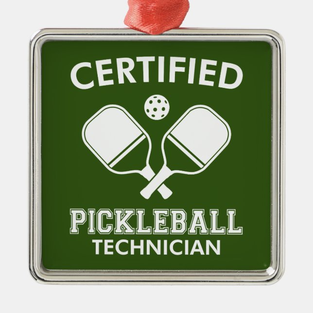 Zertifizierter Pickleball-Techniker Ornament Aus Metall (Vorne)