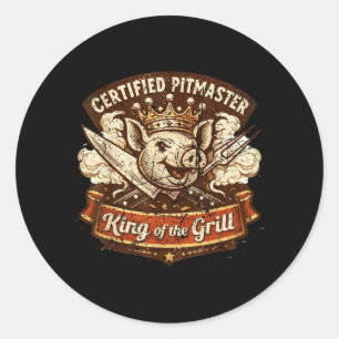 Zertifizierter Tmaster Bbq Papa Retro König Des Gr Runder Aufkleber