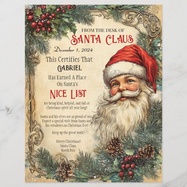 Zertifizierung der Santa's Nice Liste (Vorderseite)