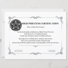 Zertifizierung hoher Priesterinnen