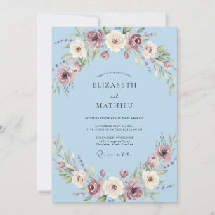 Zerulianische Elegante Rosenhochzeit Einladung