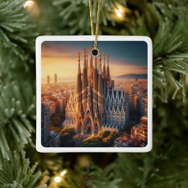 zES013 BARCELONA Basilica Sagrada Familia, Keramikornament (Baum)