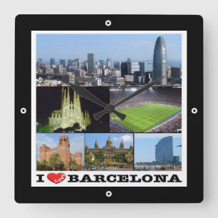 zES022 i Liebe BARCELONA, Spanien, Quadratische Wanduhr