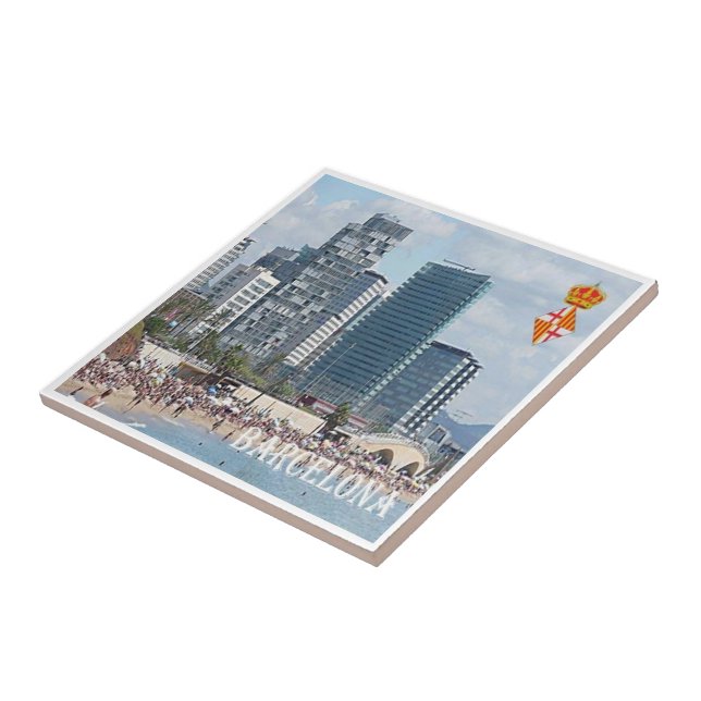 zES042 BARCELONA, The Beach, Spanien, Fliese (Seite)