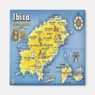 zES052 EIVISSA-Karte, Spanien, Kühlschrank Magnet