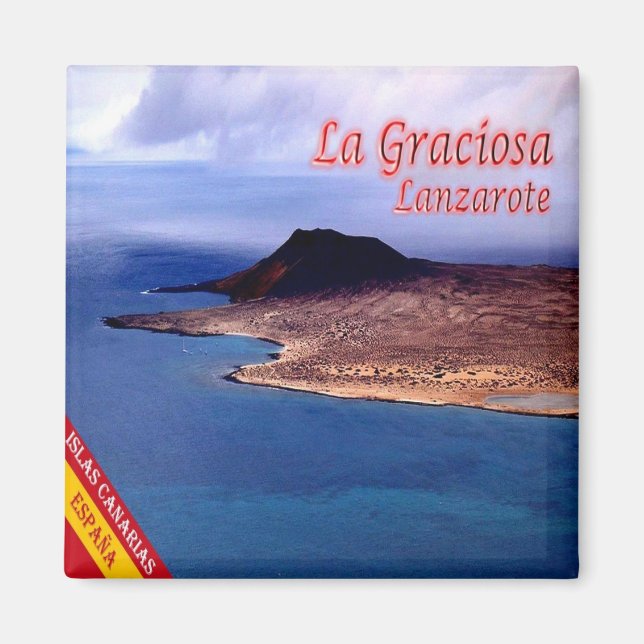 zES089 LANZAROTE, LA GRACIOSA, Spanien, Kühlschran Magnet (Vorne)