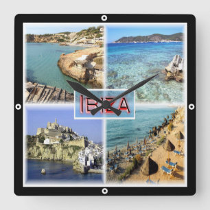zES109 IBIZA Altstadt, CALA TARIDA, SES SALINAS, Quadratische Wanduhr
