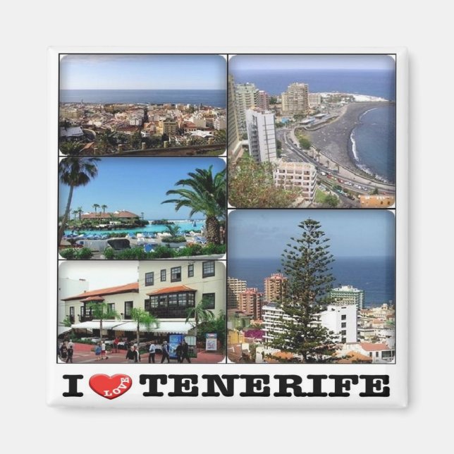 zES142 TENERIFE Puerto de la Cruz "I Liebe", Kühls Magnet (Vorne)