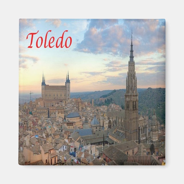 zES149 TOLEDO panorama, Spanien, Kühlschrank Magnet (Vorne)