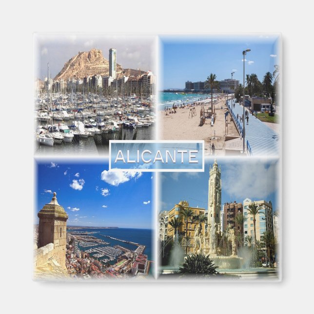 zES154 ALICANTE Postiguet beach Explanad, Fridge Magnet (Vorne)