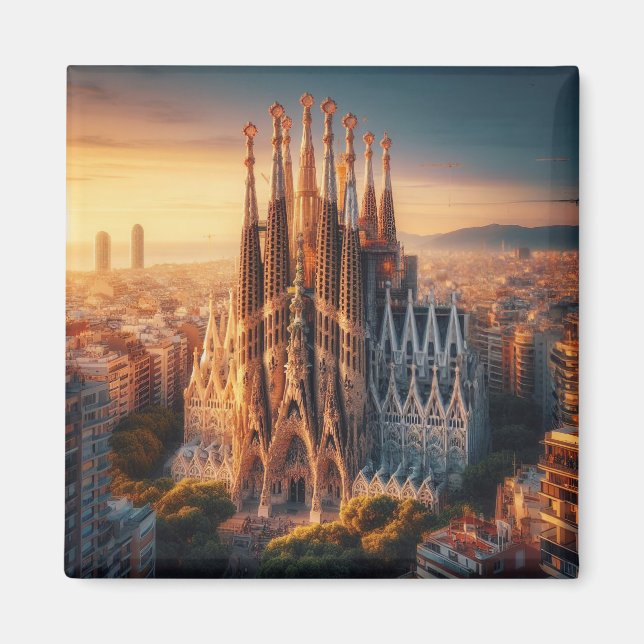 zESa13 BARCELONA Basilica Sagrada Familia, fridge Magnet (Vorne)
