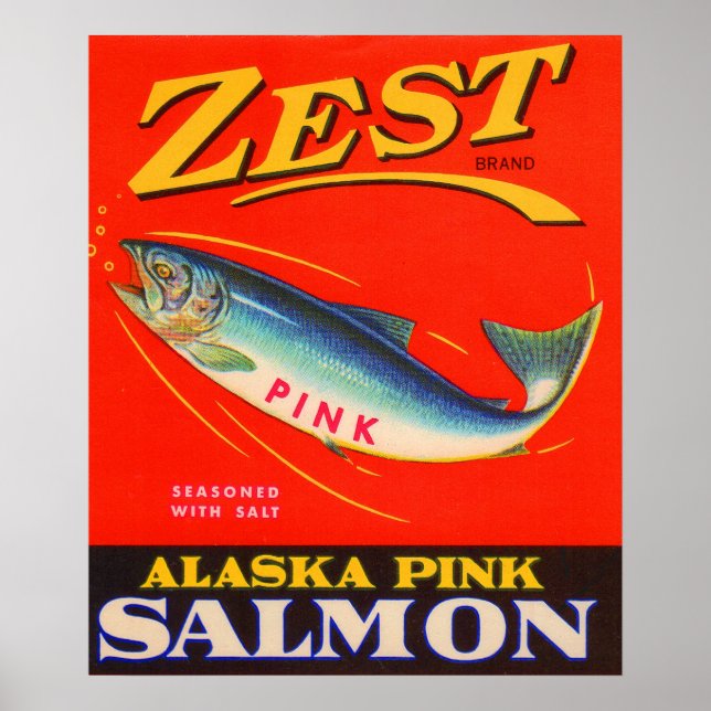 Zest-rosa-Lachs der 30er Jahre kann etikettieren Poster (Vorne)