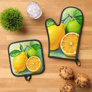 Zesty Citrus Burst of Sunshine Design Ofenhandschuh & Topflappen-Set