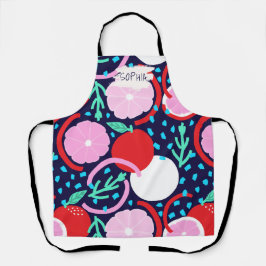 Zesty Citrus Geometric Confetti Chef Midnight Schürze