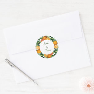Zesty Citrus Orange Dream Wedding Umschlag Aufkleb Runder Aufkleber