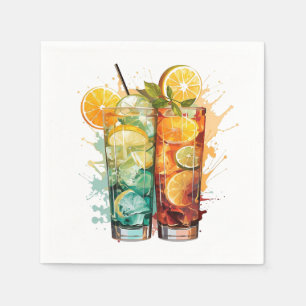 🌟 🍋 "Zesty Cocktail Hour" Papier Napkins 🍊 🌟 Serviette