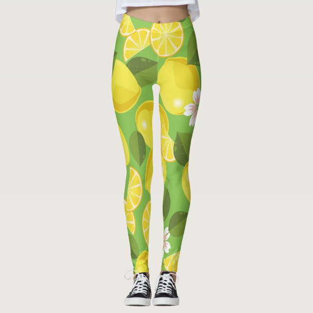 Zesty Lemon: Zitrus Pattern Delight Leggings (Vorderseite)