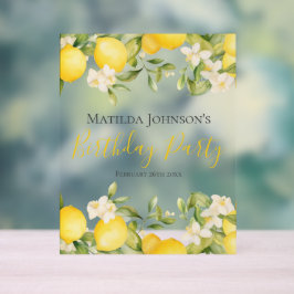 Zesty Lemons Fun Yellow Birthday Party Acrylschild