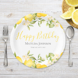 Zesty Lemons Fun Yellow Birthday Party Pappteller