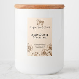 Zesty Orange Marmalade Floral Honey Bee Food Label Lebensmitteletikett
