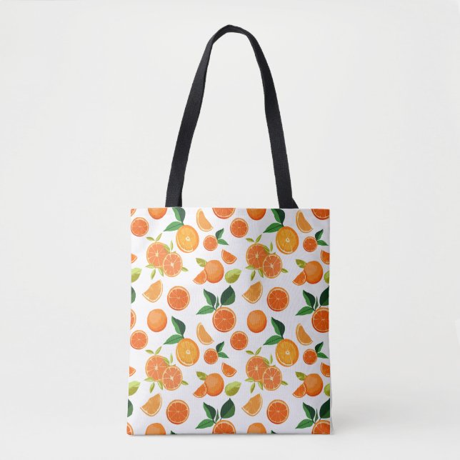 'Zesty Orchard' Lebendiges Orange- und Blattmuster (Vorderseite)