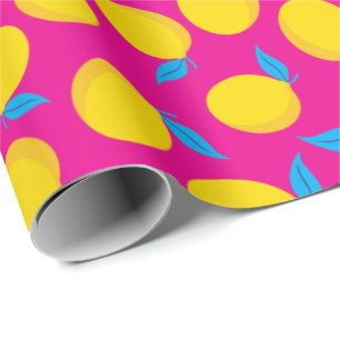 Zesty Yellow Lemons Sommer lebhaft rosa Nahtlos Geschenkpapier
