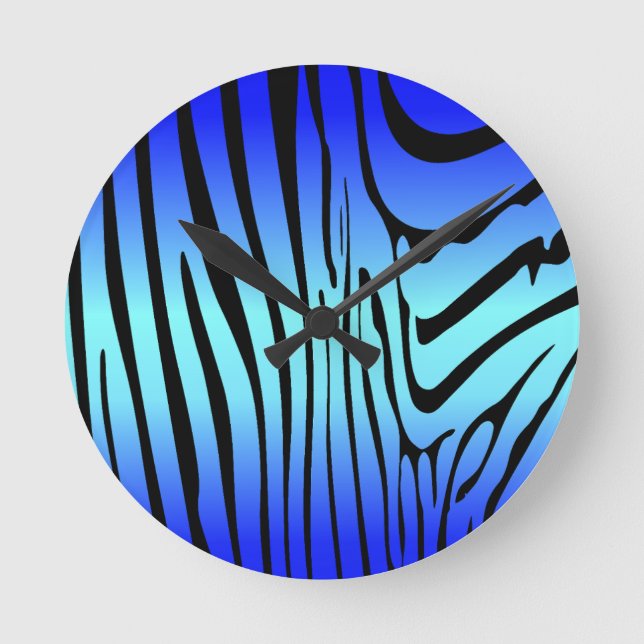 Zesty Zebra Blue Runde Wanduhr (Vorderseite)