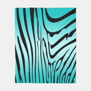 Zesty Zebra Cyan Fleecedecke