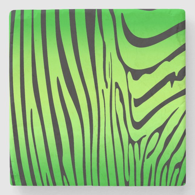 Zesty Zebra Green Steinuntersetzer (Vorderseite)