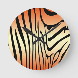Zesty Zebra Orange Runde Wanduhr