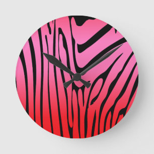 Zesty Zebra Red Runde Wanduhr