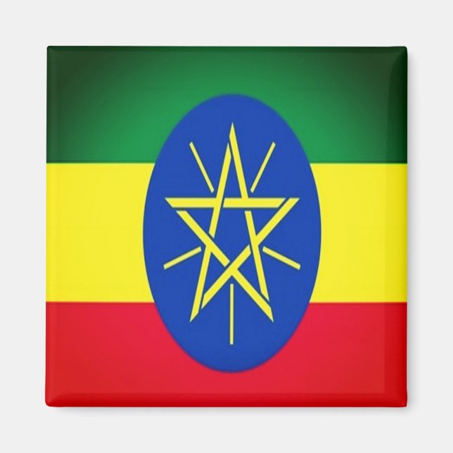 ZET001 ETHIOPIEN, FLAG, Afrika, Kühlschrank Magnet (Vorne)