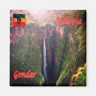 zET011 GONDAR, Wasserfall, Äthiopien, Afrika, Kühl Magnet