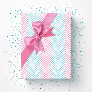Zeta Chevron Streifen in Rosa und Aqua Geschenkpapier