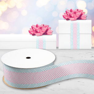 Zeta-Chevron-Streifen in Rosa und Aquablau Ripsband