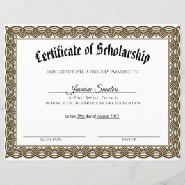 Zeugnis über das Schwarze-Grenze-Stipendium