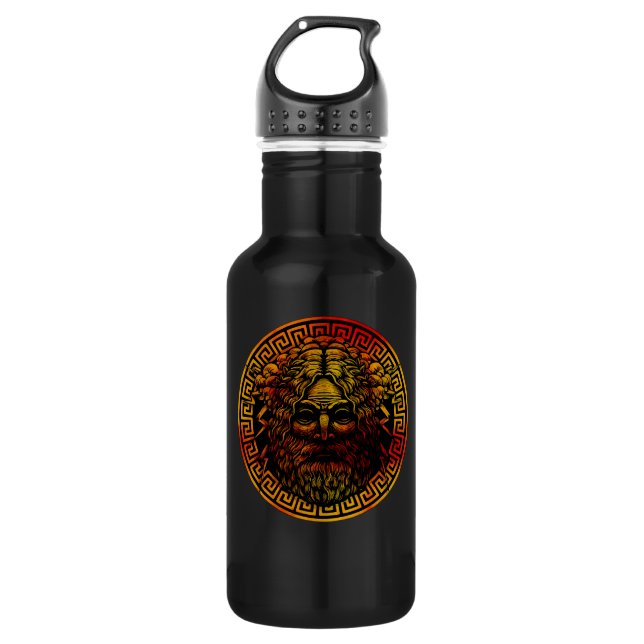 Zeus alte Schildkunst Edelstahlflasche (Vorderseite)