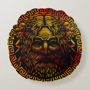 Zeus' antiker Schild Kunstprint Rundes Kissen