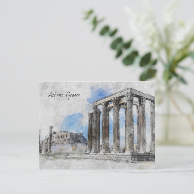 Zeus-Athen-Tempel - Vintage Griechen Postkarte (Stehend Vorderseite)