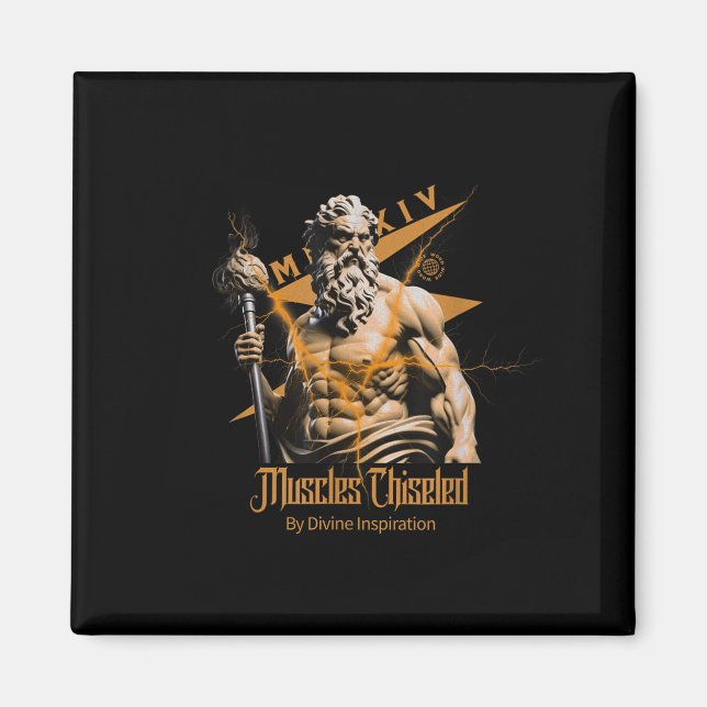 Zeus Greek Gods Thunder Mythology Gym Fitness Moti Magnet (Vorne)