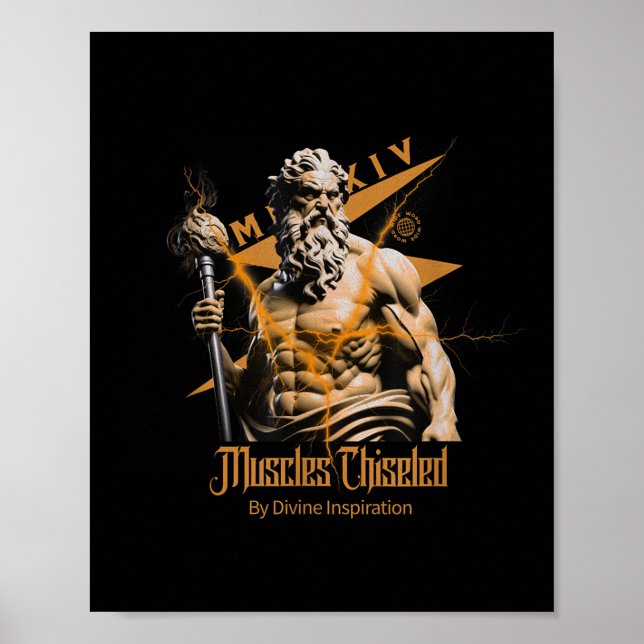 Zeus Greek Gods Thunder Mythology Gym Fitness Moti Poster (Vorne)