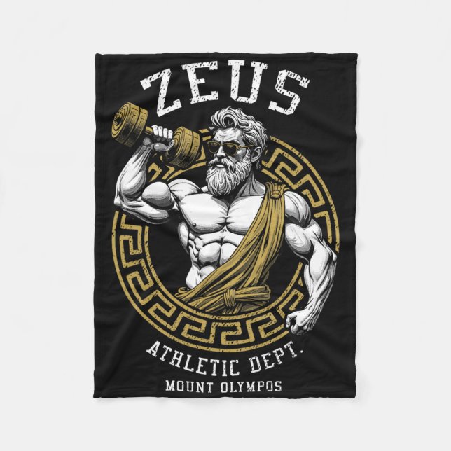 Zeus Gym Athletic Department Funny Greece God Work Fleecedecke (Vorderseite)
