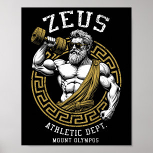 Zeus Gym Athletic Department Funny Greece God Work Poster