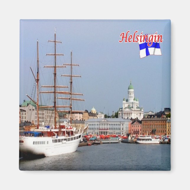zFI008 HELSINKI panorama, Finnland, Kühlschrank Magnet (Vorne)